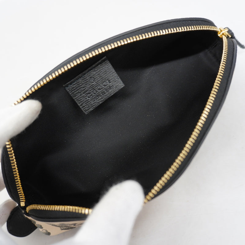 【6ge6340-k】グッチ ペンケース フラワープリント 662130 PVC アイボリー ゴールド金具【中古】レディース