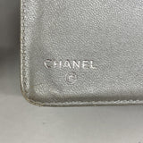 【6ge6410-k】シャネル 長財布 カメリア ラムスキン ブラック シルバー金具【中古】レディース