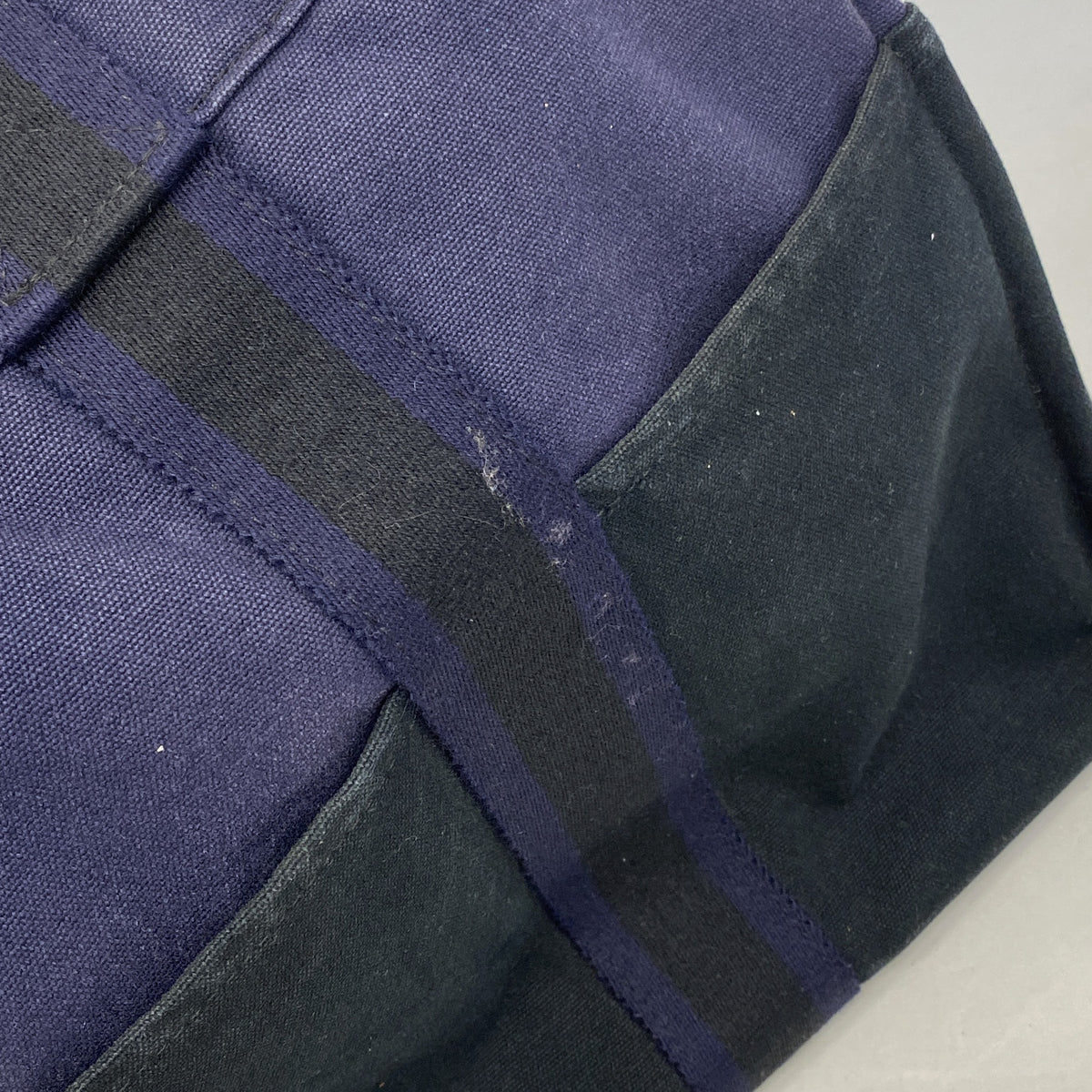 【6ge6419】エルメス トートバッグ フールトゥMM キャンバス ブラック ネイビー シルバー金具【中古】メンズ レディース ユニセックス