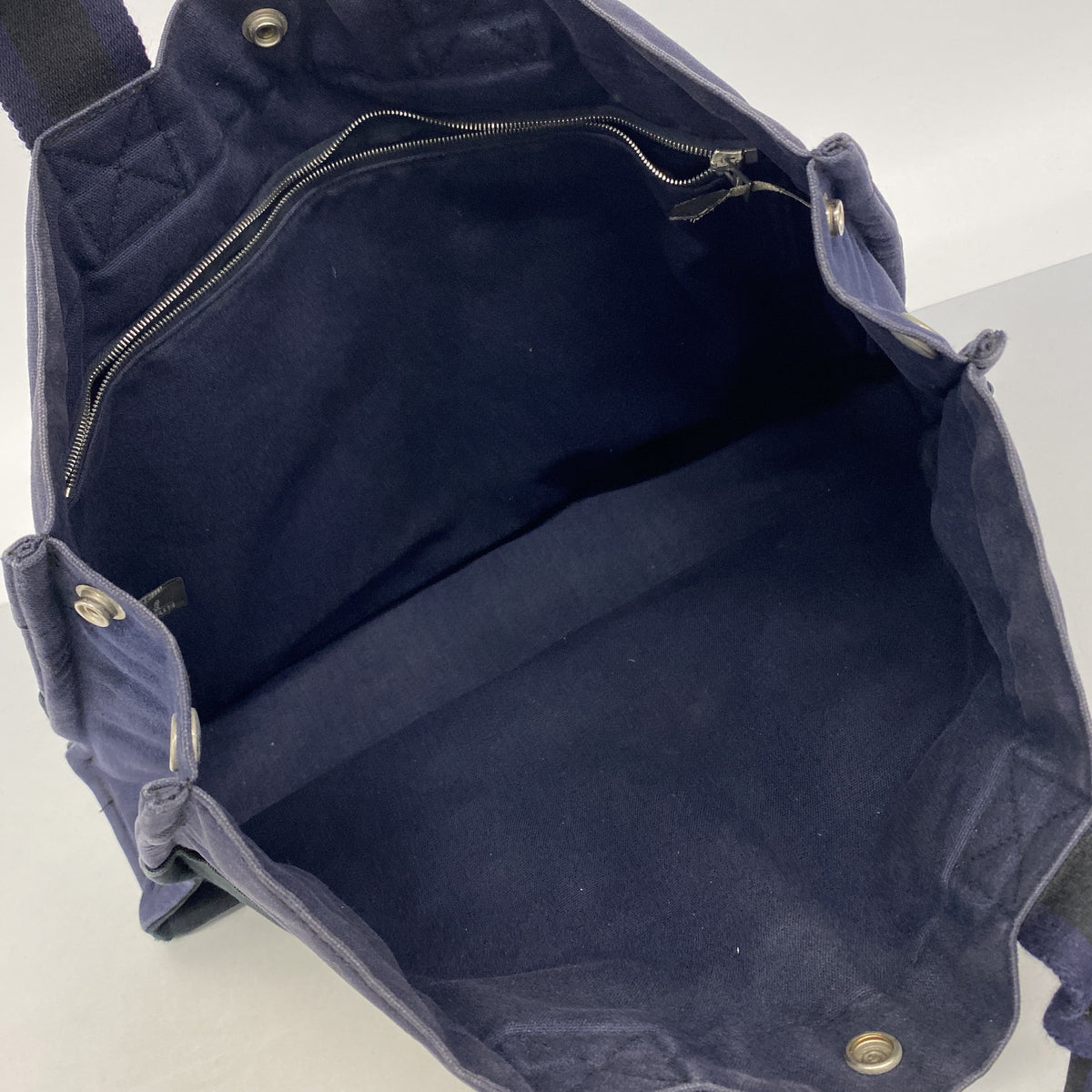 【6ge6419】エルメス トートバッグ フールトゥMM キャンバス ブラック ネイビー シルバー金具【中古】メンズ レディース ユニセックス