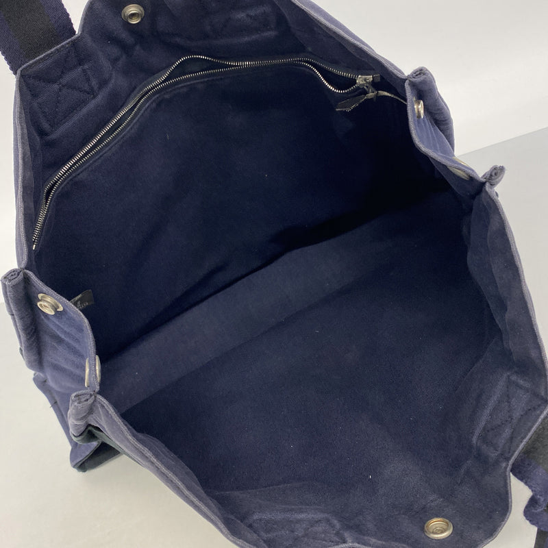 【6ge6419】エルメス トートバッグ フールトゥMM キャンバス ブラック ネイビー シルバー金具【中古】メンズ レディース ユニセックス