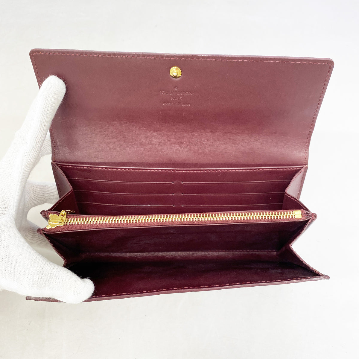 【6ge6438-k】ルイヴィトン 長財布 ヴェルニ ポルトフォイユサラ M91521 ルージュフォーヴィスト【中古】レディース