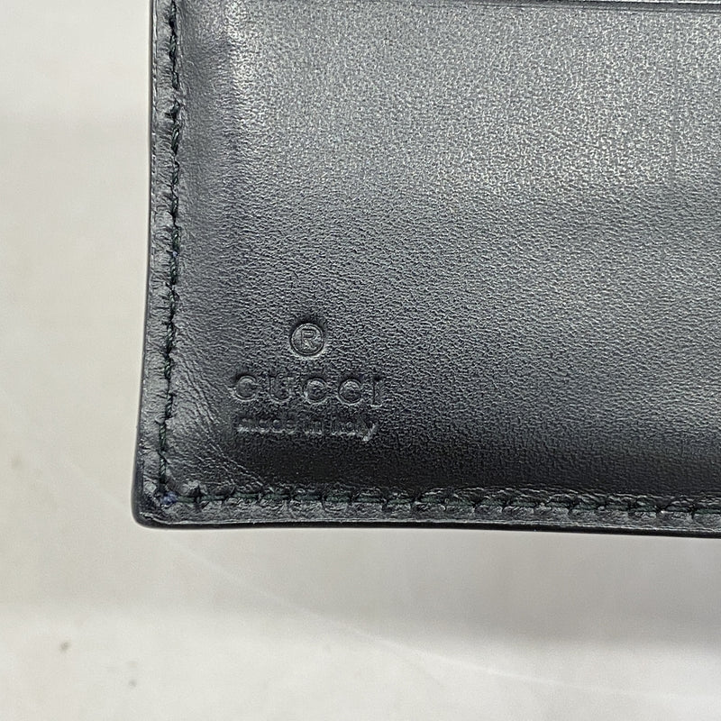【6ge6439-k】グッチ 財布 グッチシマ 365487 レザー ブラック ネイビー シルバー金具【中古】メンズ