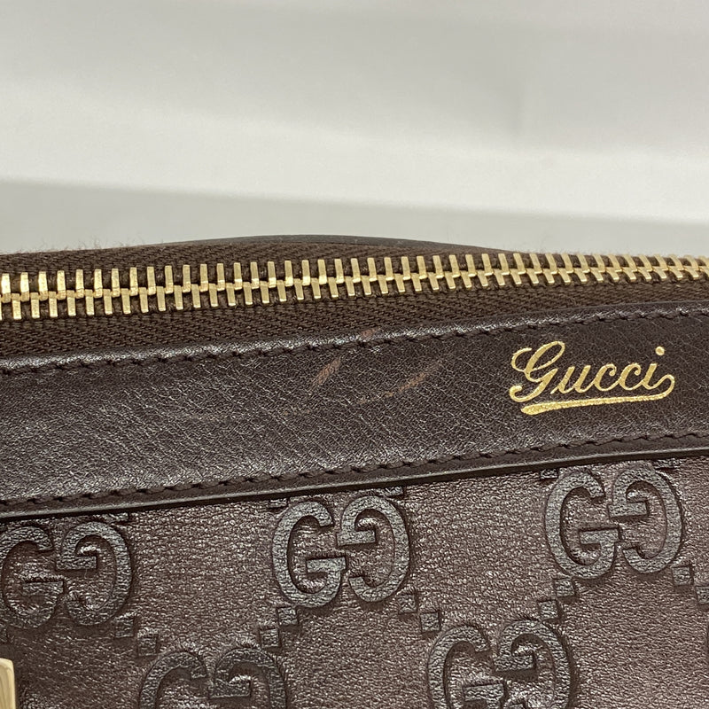 【6ge6441-k】グッチ トートバッグ グッチシマ 141470 レザー ブラウン ゴールド金具【中古】レディース