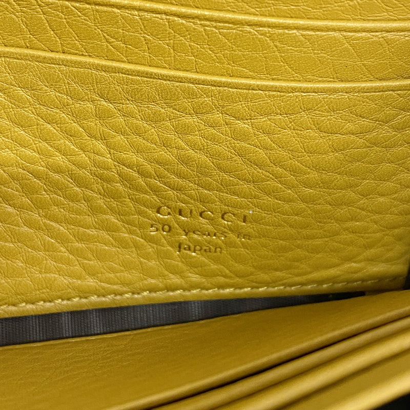 【6ge6442-k】グッチ 長財布 376186 レザー イエロー ゴールド金具【中古】レディース