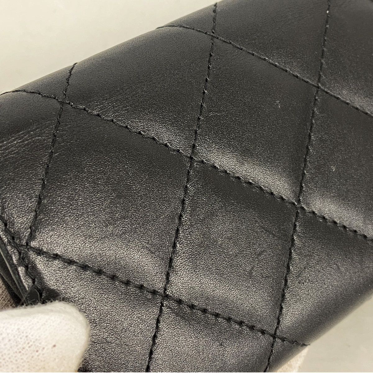 【6ge6459-k】シャネル カードケース カンボン ラムスキン ブラック シルバー金具【中古】レディース