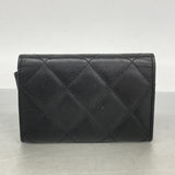 【6ge6459-k】シャネル カードケース カンボン ラムスキン ブラック シルバー金具【中古】レディース