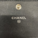 【6ge6459-k】シャネル カードケース カンボン ラムスキン ブラック シルバー金具【中古】レディース