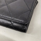【6ge6459-k】シャネル カードケース カンボン ラムスキン ブラック シルバー金具【中古】レディース