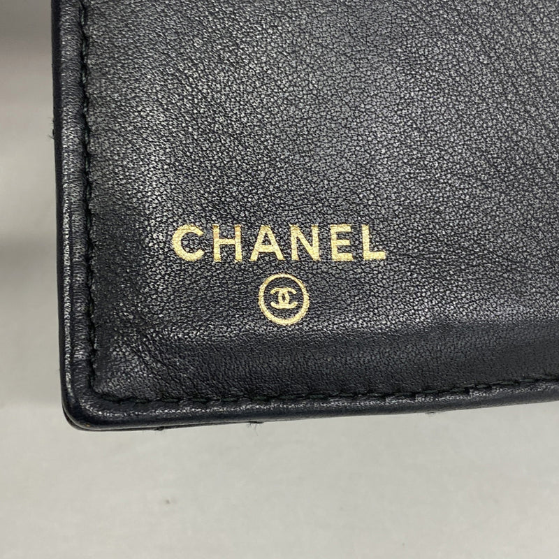【6ge6460-k】シャネル 三つ折り財布 ボーイシャネル ラムスキン ブラック ゴールド金具【中古】レディース