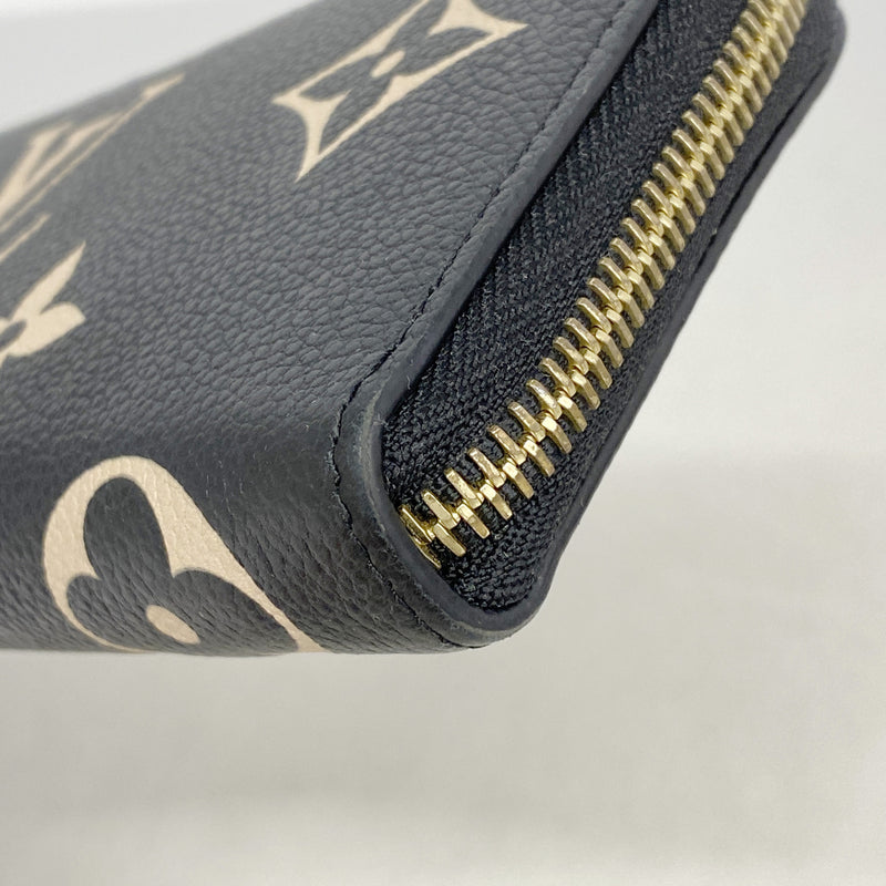 【6ge6466-k】ルイヴィトン 長財布 モノグラム・アンプラント バイカラー ポルトフォイユクレマンス M82338 ノワール ベージュ【中古】レディース