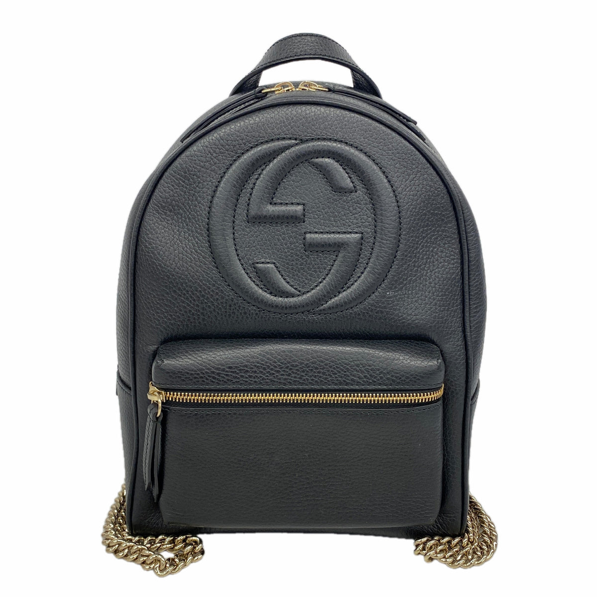 【6ge6474-k】グッチ リュック・デイパック ソーホー レザー ブラック ゴールド金具【中古】レディース