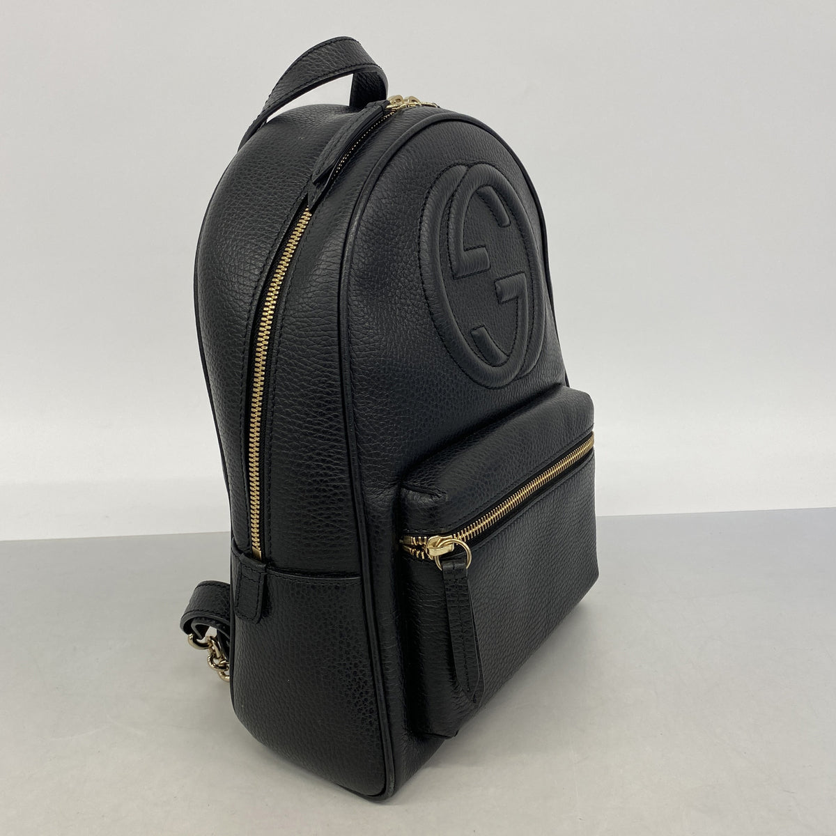 【6ge6474-k】グッチ リュック・デイパック ソーホー レザー ブラック ゴールド金具【中古】レディース