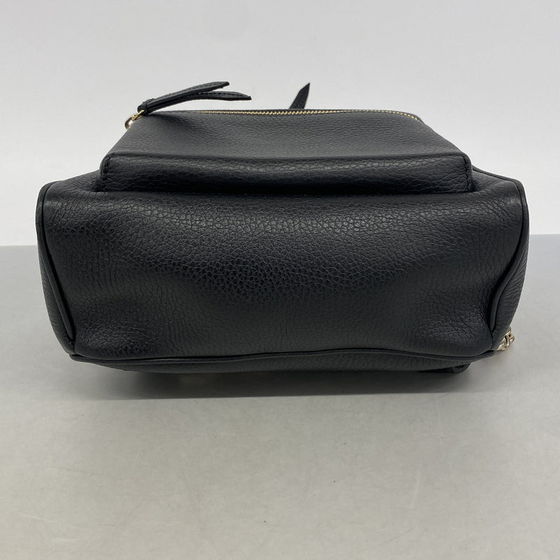 【6ge6474-k】グッチ リュック・デイパック ソーホー レザー ブラック ゴールド金具【中古】レディース