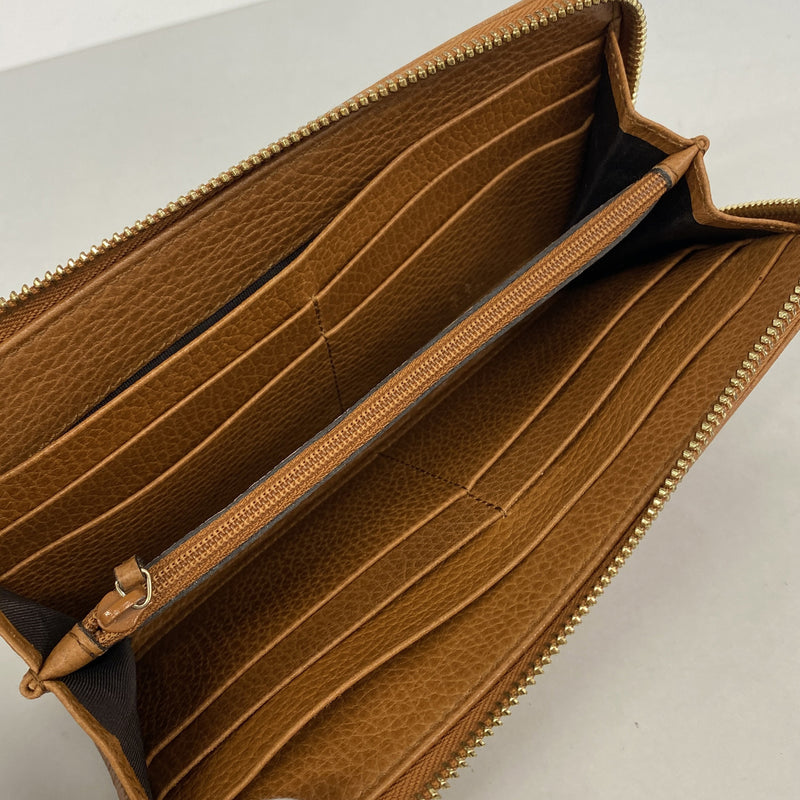 【6ge6475-k】グッチ 長財布 332747 レザー ブラウン ゴールド金具【中古】レディース