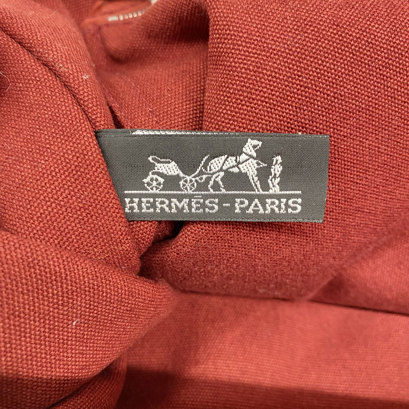 【6ge6489-k】エルメス トートバッグ フールトゥMM キャンバス レッド シルバー金具【中古】メンズ レディース ユニセックス