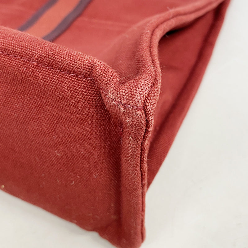 【6ge6489-k】エルメス トートバッグ フールトゥMM キャンバス レッド シルバー金具【中古】メンズ レディース ユニセックス