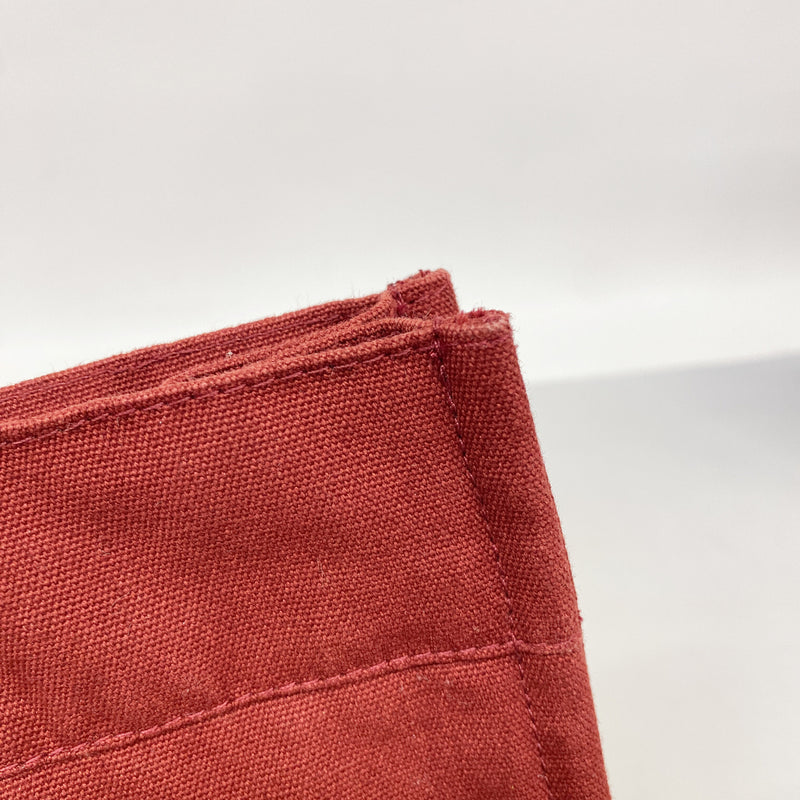 【6ge6489-k】エルメス トートバッグ フールトゥMM キャンバス レッド シルバー金具【中古】メンズ レディース ユニセックス