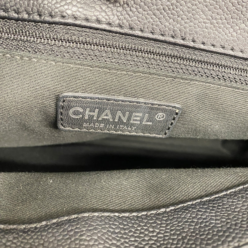【6ge6492-k】シャネル チェーントート マトラッセ キャビアスキン ブラック シルバー金具【中古】レディース