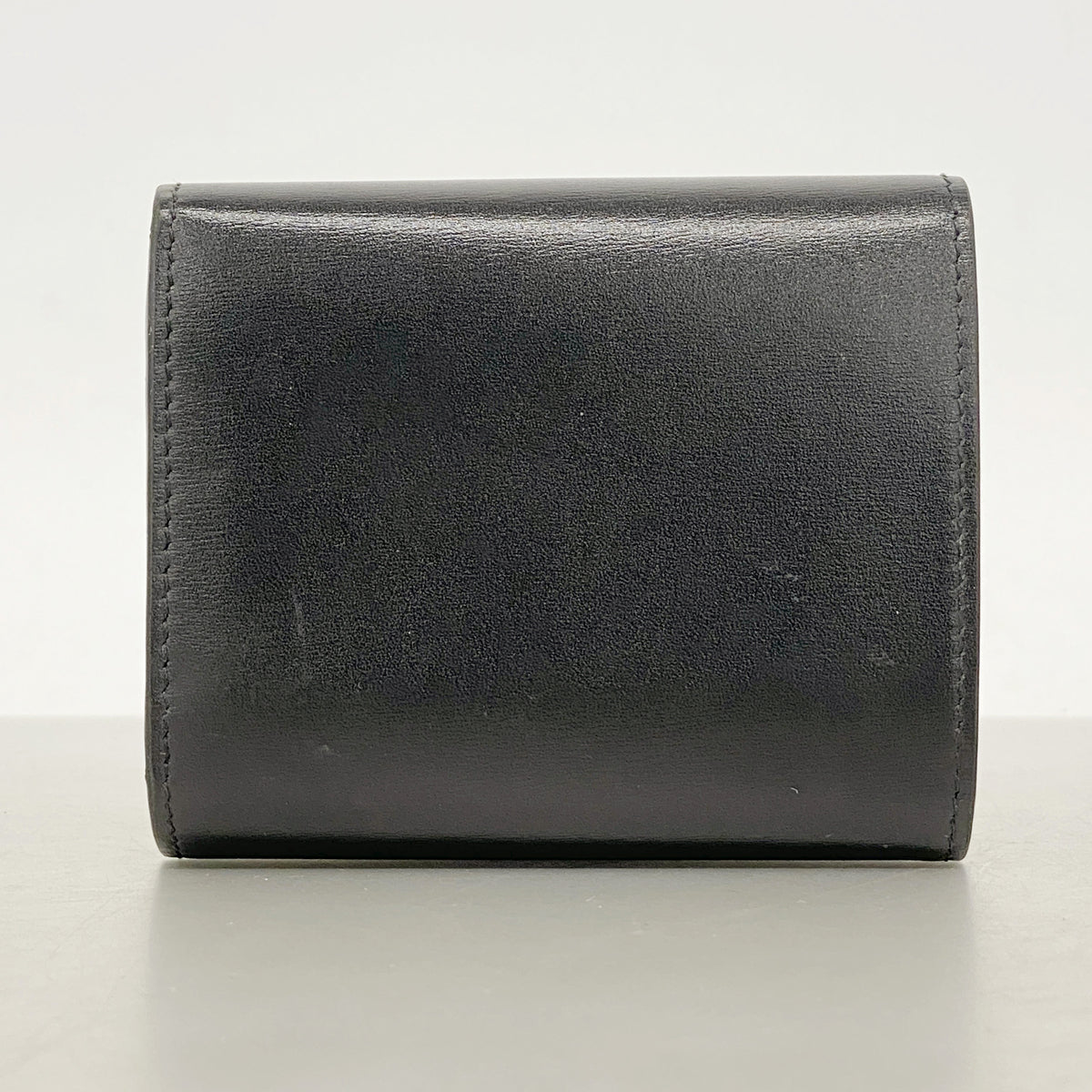 【6ge6494】セリーヌ 三つ折り財布 トリオンフ レザー ブラック ゴールド金具【中古】レディース