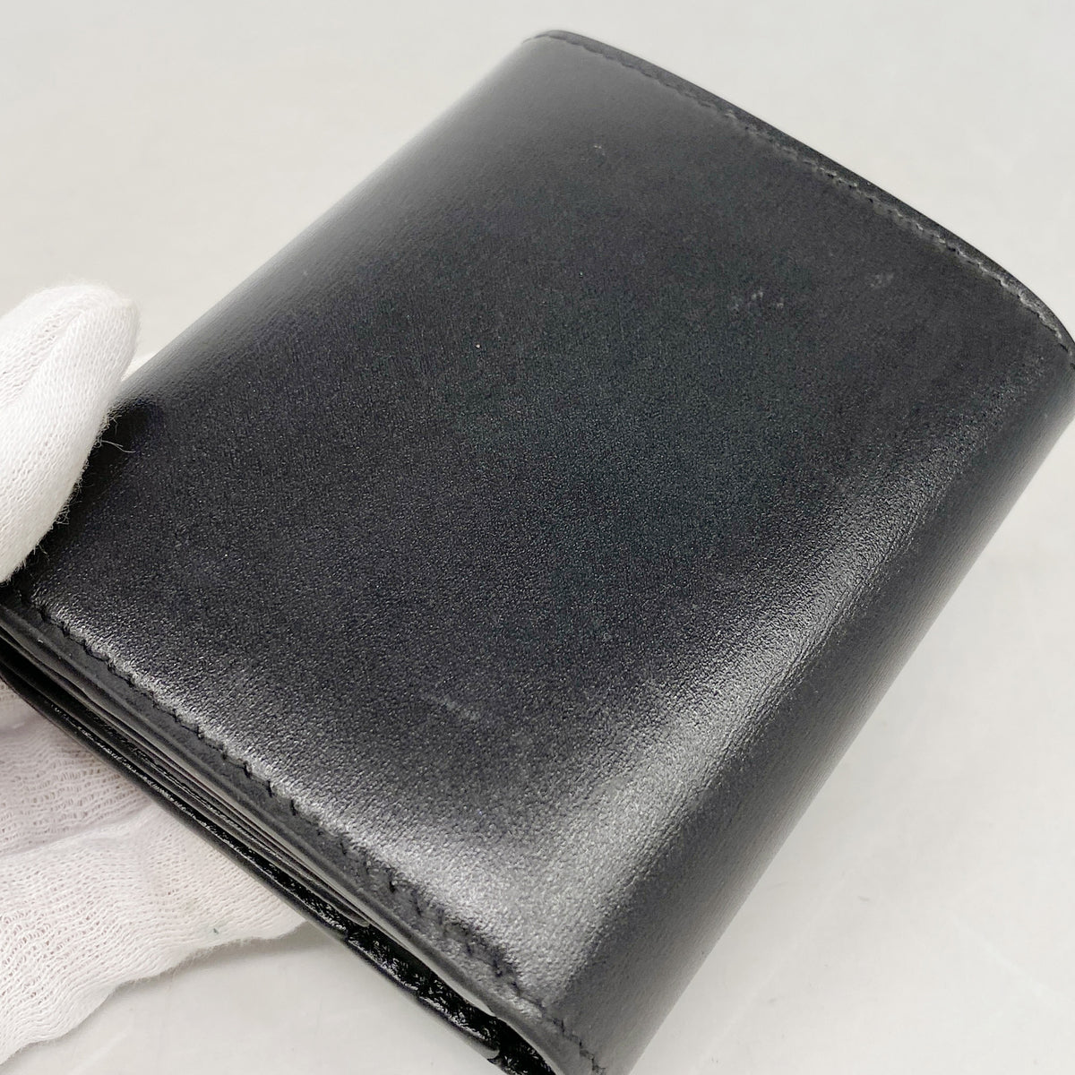 【6ge6494】セリーヌ 三つ折り財布 トリオンフ レザー ブラック ゴールド金具【中古】レディース