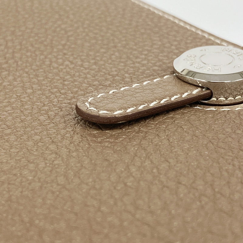 【6ge6496】エルメス 長財布 ドゴンGM トゴ エトゥープ シルバー金具 □O刻印【中古】メンズ レディース ユニセックス