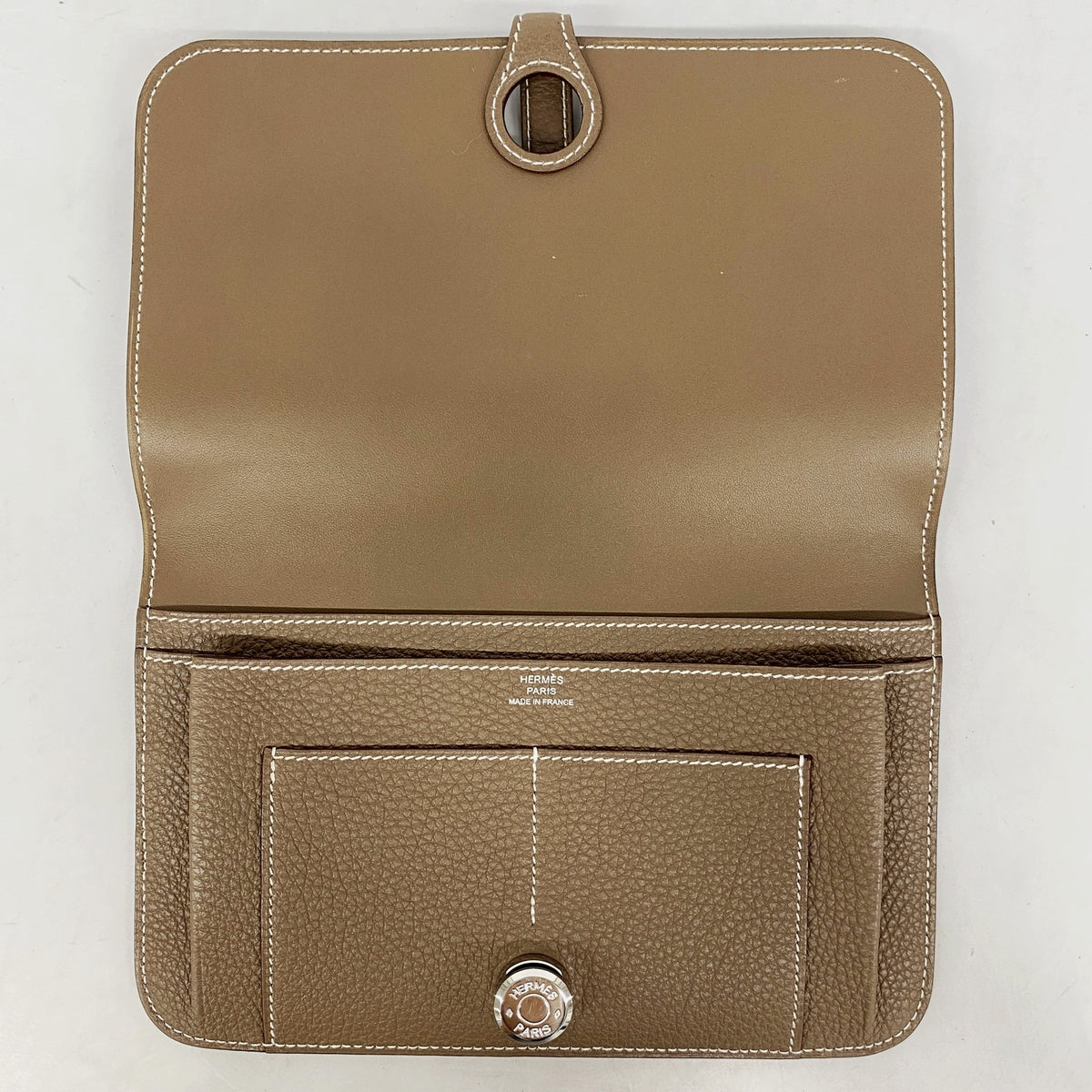 【6ge6496】エルメス 長財布 ドゴンGM トゴ エトゥープ シルバー金具 □O刻印【中古】メンズ レディース ユニセックス