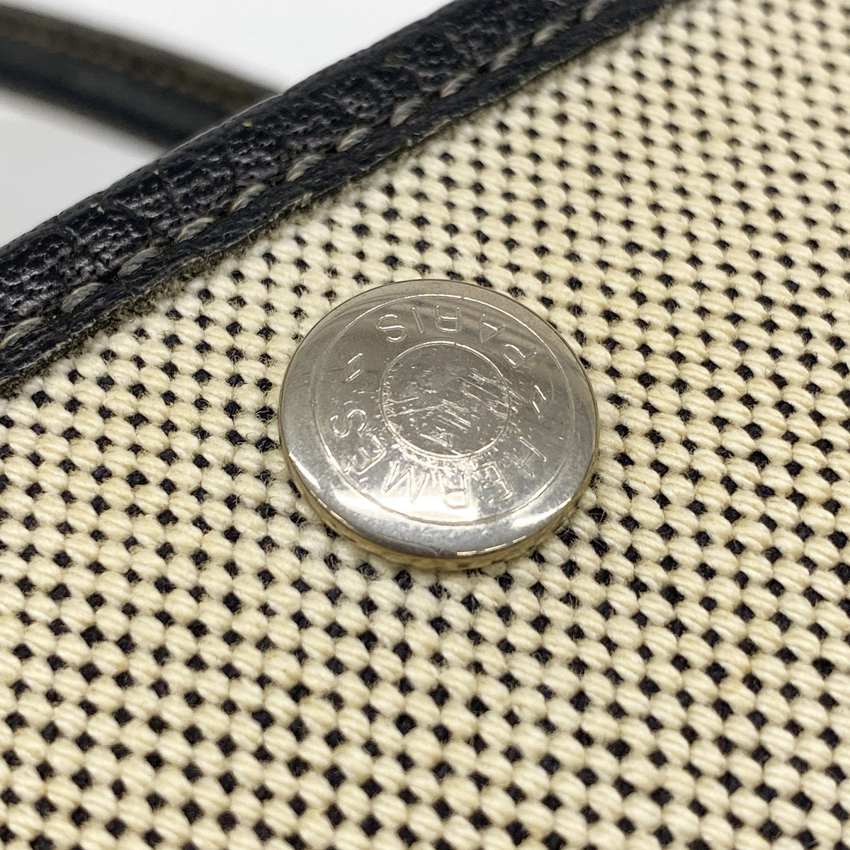 【6ge6497】エルメス トートバッグ ガーデンパーティPM トワルアッシュ ブラック シルバー金具 □H刻印【中古】レディース