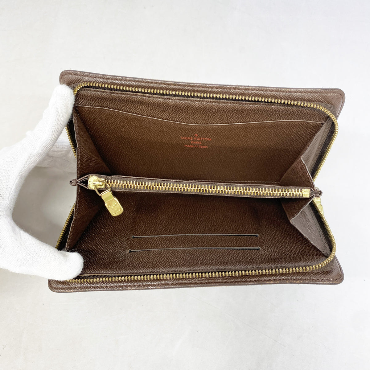 【6ge6507】ルイヴィトン 長財布 ダミエ ポルトモネジップ N61728 エベヌ【中古】レディース