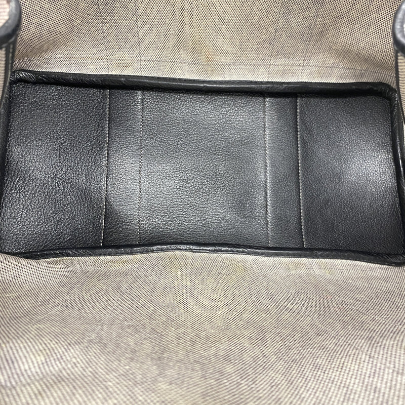 【6ge6512】エルメス トートバッグ ガーデンパーティPM トワルアッシュ ブラック シルバー金具 □F刻印【中古】レディース