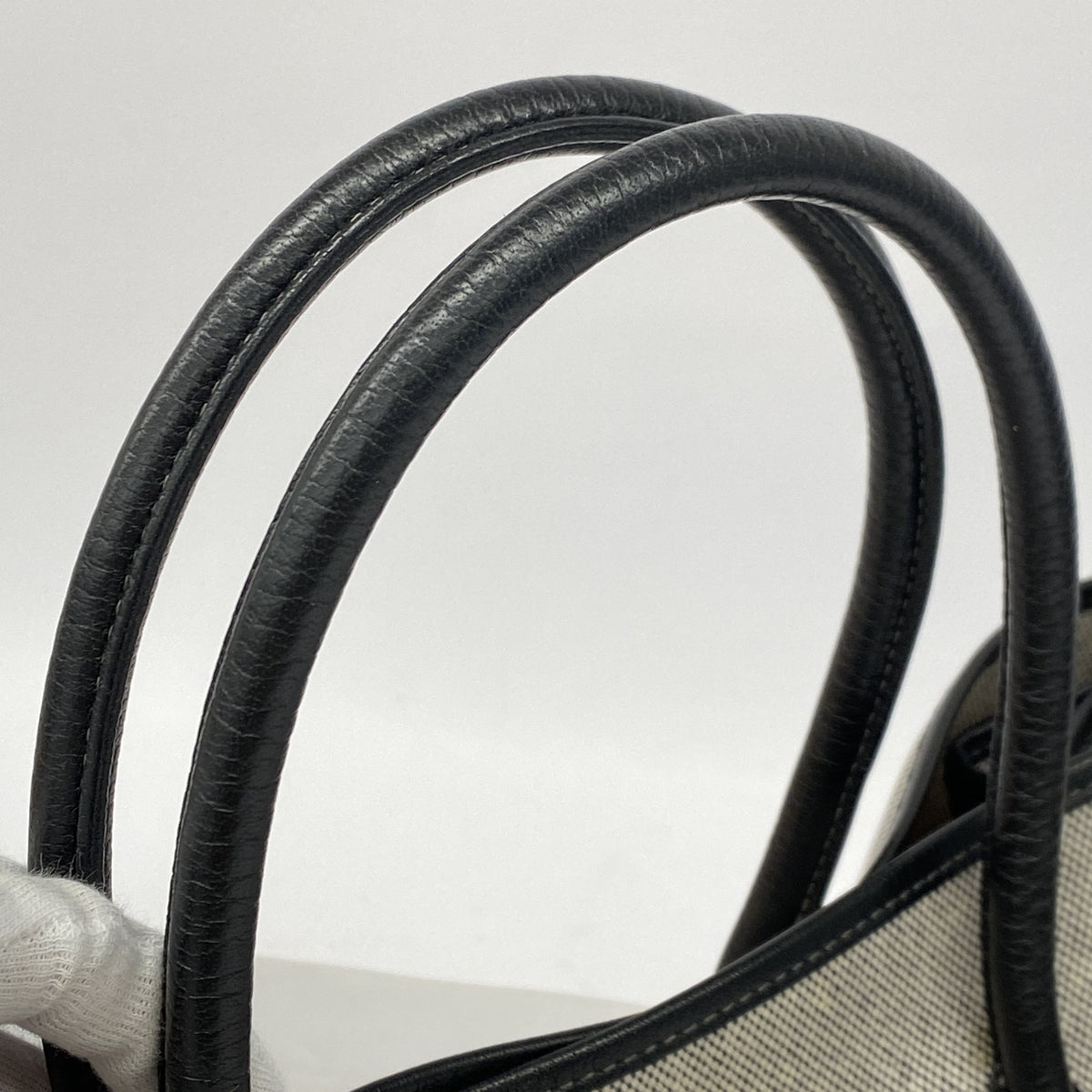 【6ge6512】エルメス トートバッグ ガーデンパーティPM トワルアッシュ ブラック シルバー金具 □F刻印【中古】レディース
