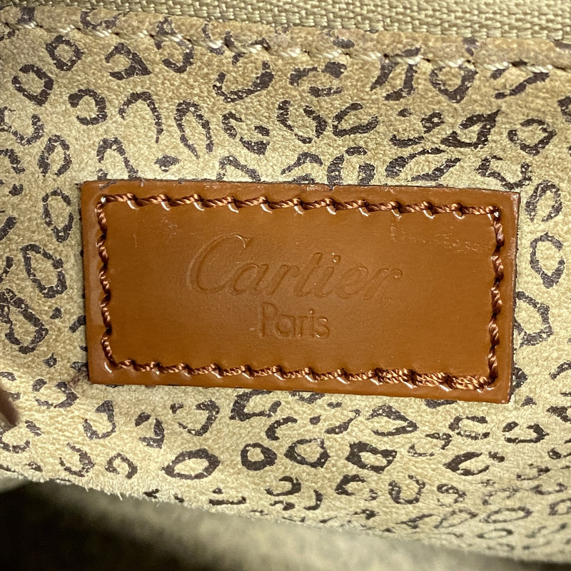 【6ge6513】カルティエ ショルダーバッグ パンテール レザー ブラウン シルバー金具【中古】レディース