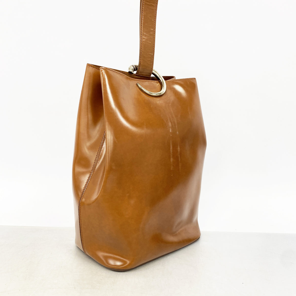 【6ge6513】カルティエ ショルダーバッグ パンテール レザー ブラウン シルバー金具【中古】レディース