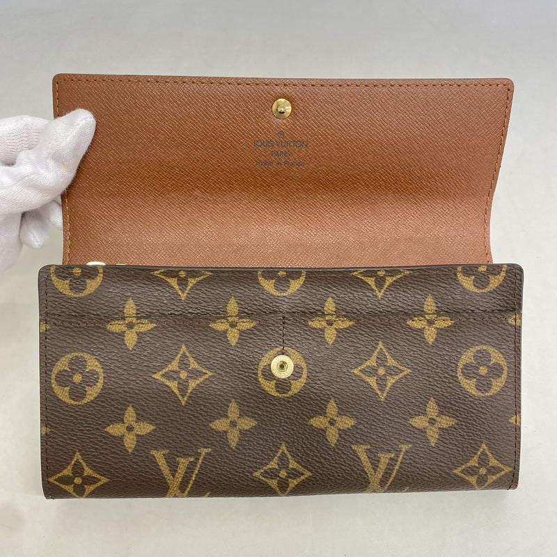 【6ge6566】ルイヴィトン 長財布 モノグラム ポシェットポルトモネクレディ M61725 ブラウン【中古】レディース