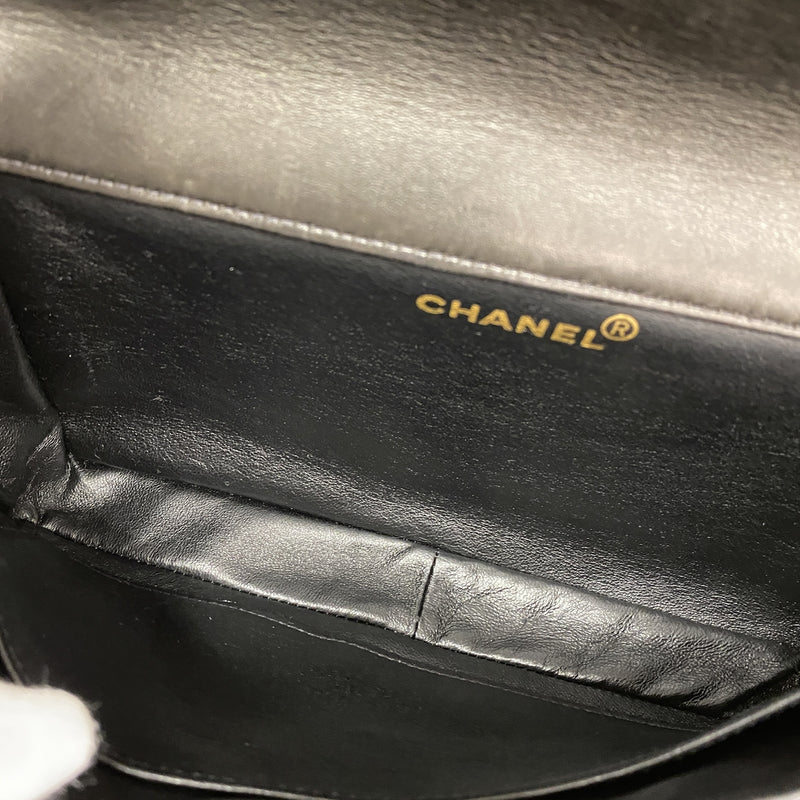 【6ge6587】シャネル ショルダーバッグ マトラッセ Wチェーン ダブルフェイス ラムスキン ブラック ゴールド金具【中古】レディース