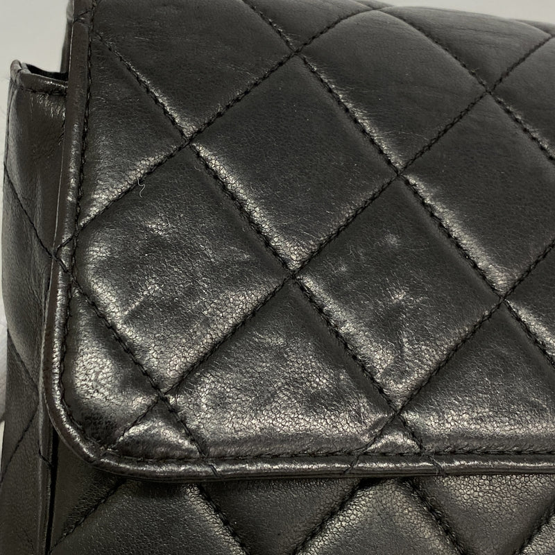 【6ge6587】シャネル ショルダーバッグ マトラッセ Wチェーン ダブルフェイス ラムスキン ブラック ゴールド金具【中古】レディース