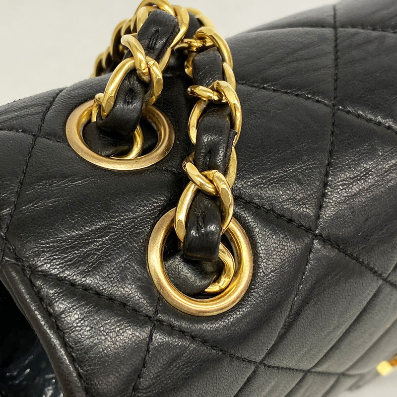 【6ge6587】シャネル ショルダーバッグ マトラッセ Wチェーン ダブルフェイス ラムスキン ブラック ゴールド金具【中古】レディース