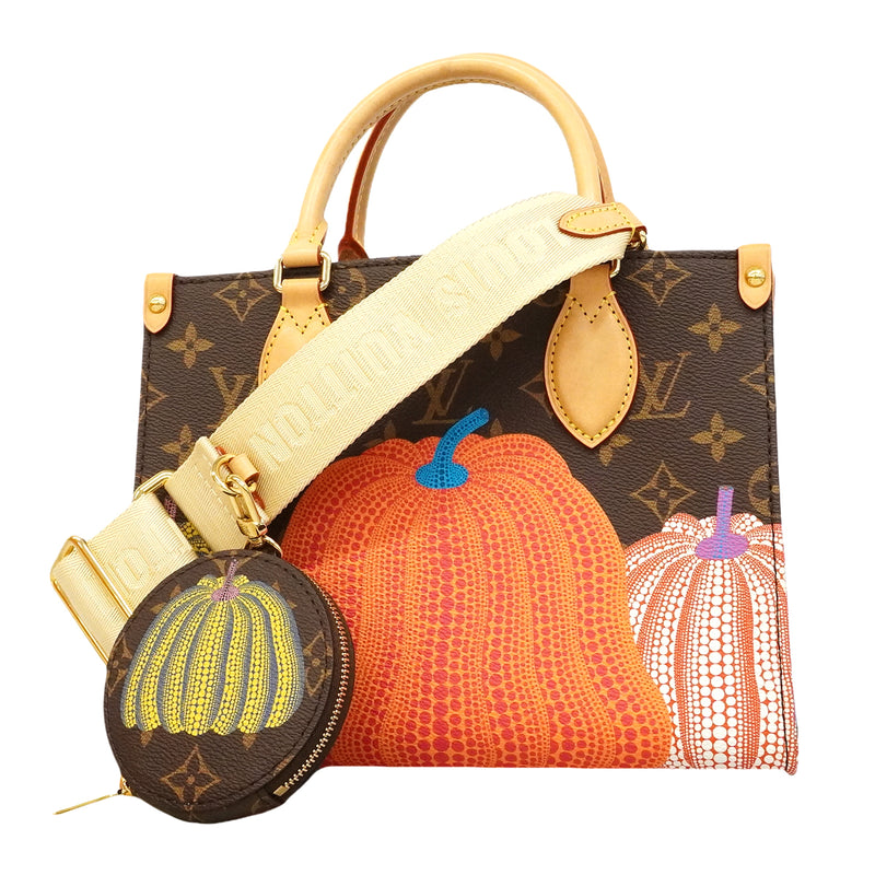 【6ge6614】ルイヴィトン ハンドバッグ モノグラム・パンプキン/LV×YK オンザゴーPM M46467 ブラウン レッド 2wayバッグ【中古】レディース