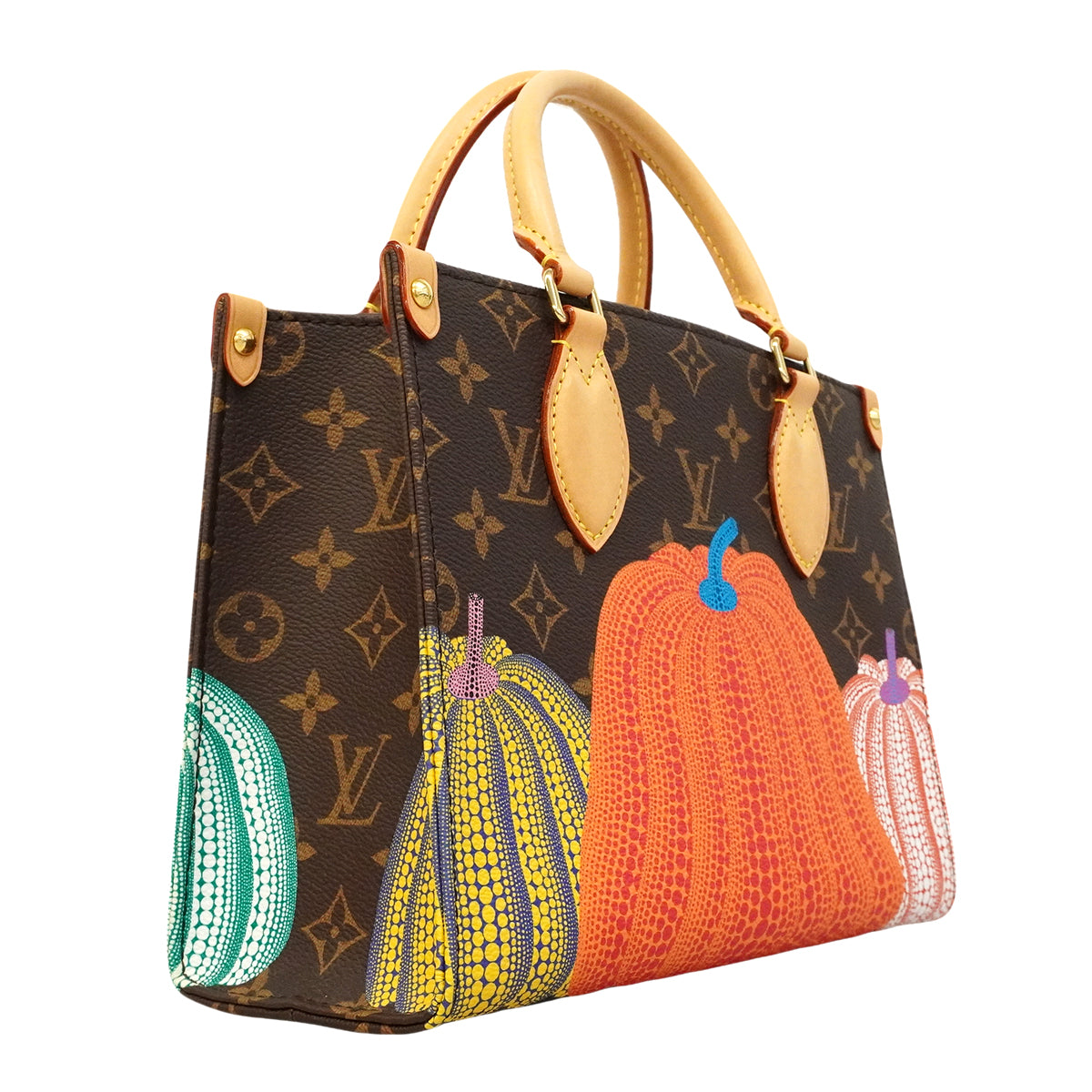 【6ge6614】ルイヴィトン ハンドバッグ モノグラム・パンプキン/LV×YK オンザゴーPM M46467 ブラウン レッド 2wayバッグ【中古】レディース