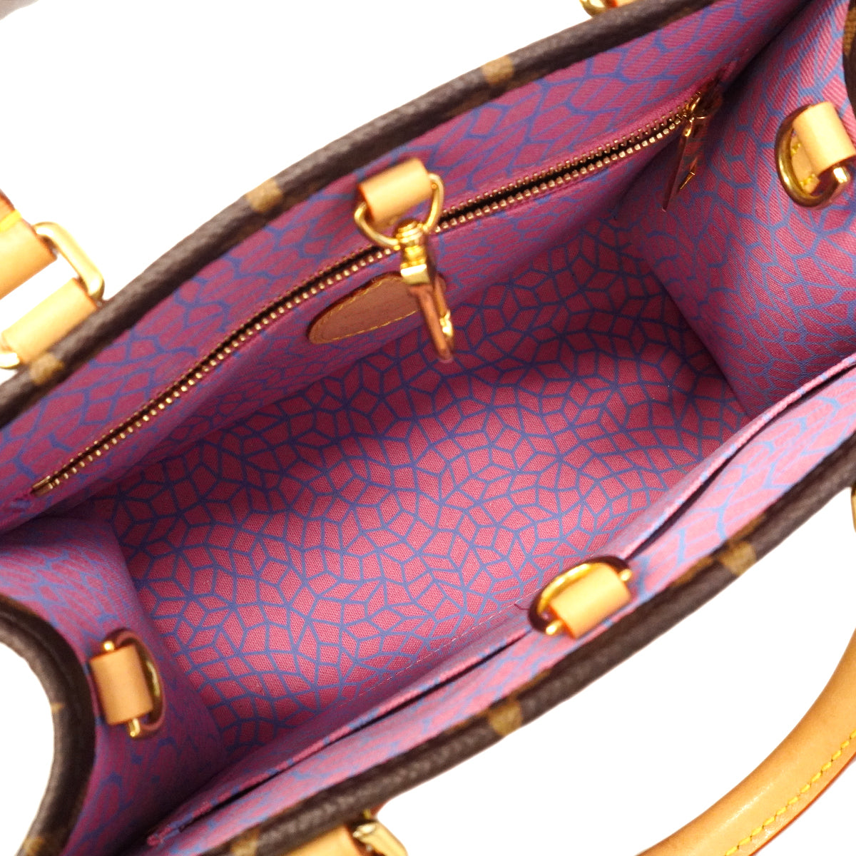 【6ge6614】ルイヴィトン ハンドバッグ モノグラム・パンプキン/LV×YK オンザゴーPM M46467 ブラウン レッド 2wayバッグ【中古】レディース
