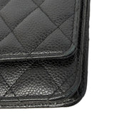 【6ge6615】シャネル ショルダーウォレット マトラッセ チェーンショルダー キャビアスキン ブラック シルバー金具【中古】レディース