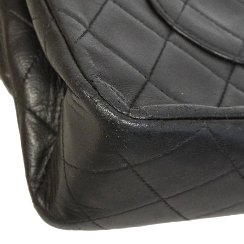 【6ge6616】シャネル ショルダーバッグ マトラッセ Wフラップ Wチェーン ラムスキン ブラック ゴールド金具【中古】レディース