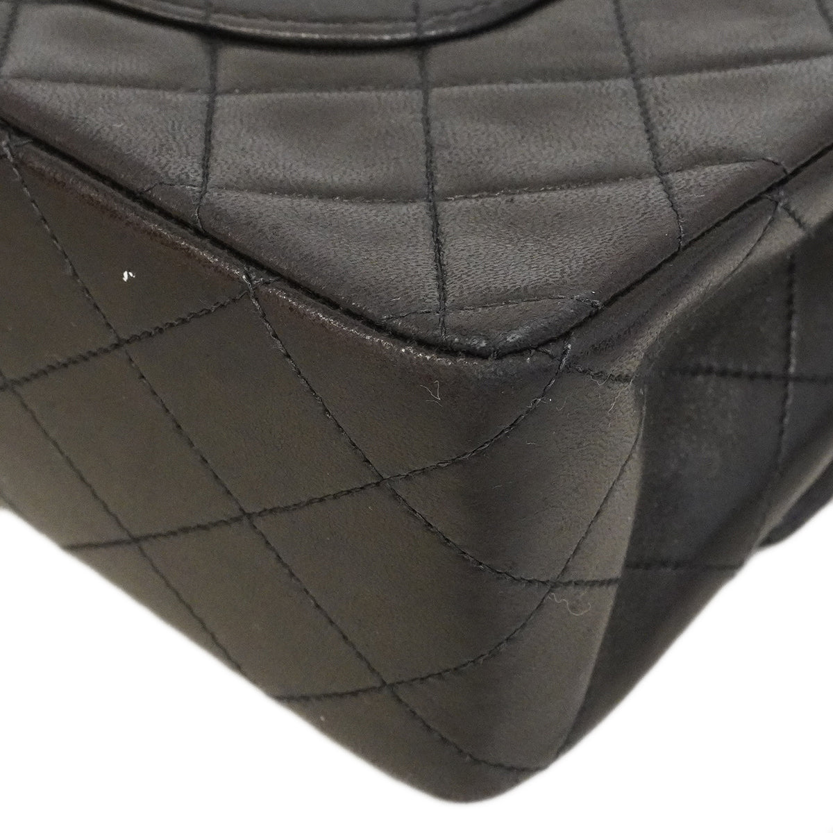 【6ge6617】シャネル ショルダーバッグ マトラッセ Wフラップ Wチェーン ラムスキン ブラック ゴールド金具【中古】レディース