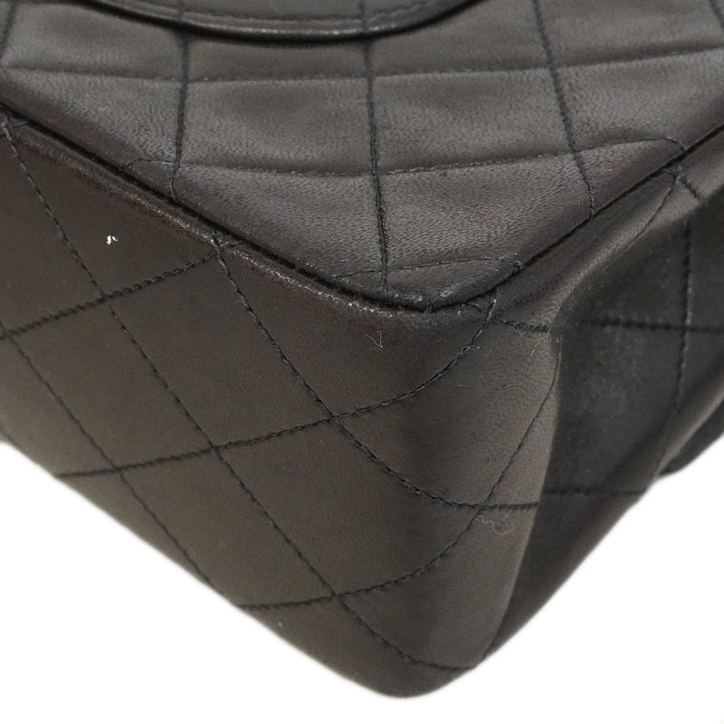 【6ge6617】シャネル ショルダーバッグ マトラッセ Wフラップ Wチェーン ラムスキン ブラック ゴールド金具【中古】レディース