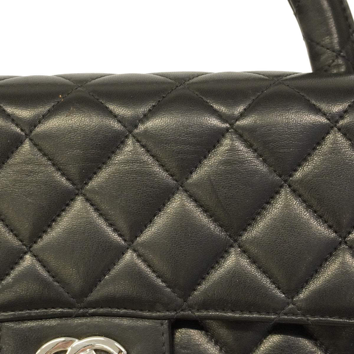 【6ge6619】シャネル ハンドバッグ マトラッセ 親子バッグ ラムスキン ブラック シルバー金具【中古】レディース