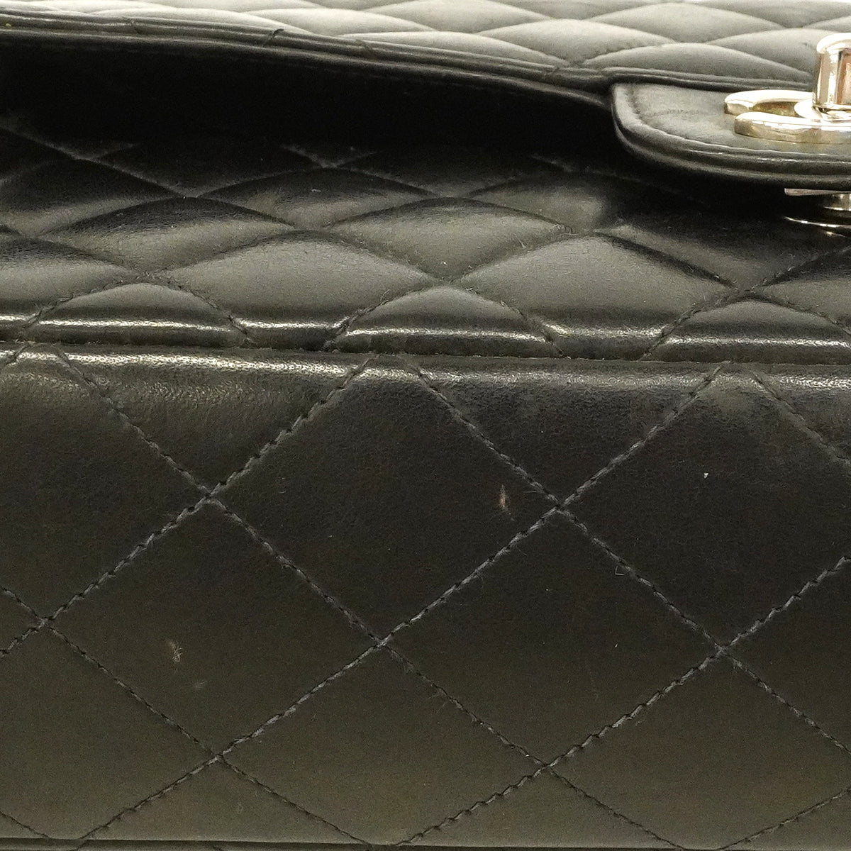 【6ge6619】シャネル ハンドバッグ マトラッセ 親子バッグ ラムスキン ブラック シルバー金具【中古】レディース