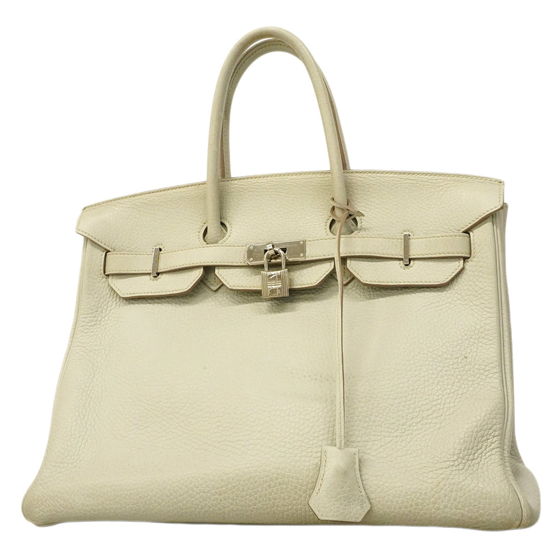 【6ge6622】エルメス ハンドバッグ バーキン35 トリヨンクレマンス パールグレー シルバー金具 □Q刻印【中古】レディース