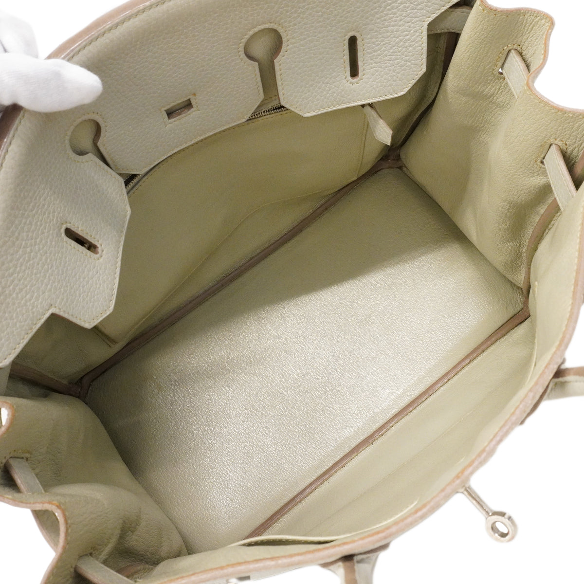 【6ge6622】エルメス ハンドバッグ バーキン35 トリヨンクレマンス パールグレー シルバー金具 □Q刻印【中古】レディース