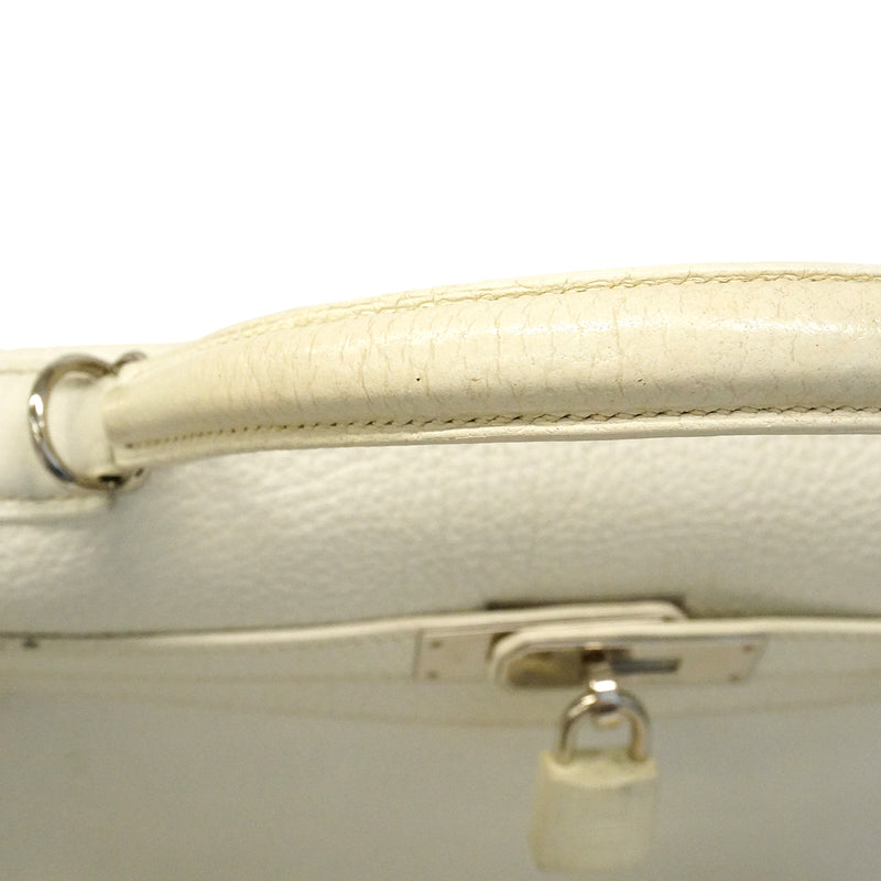 【6ge6626】エルメス ハンドバッグ ケリー32 トリヨンクレマンス ホワイト シルバー金具 □K刻印【中古】レディース