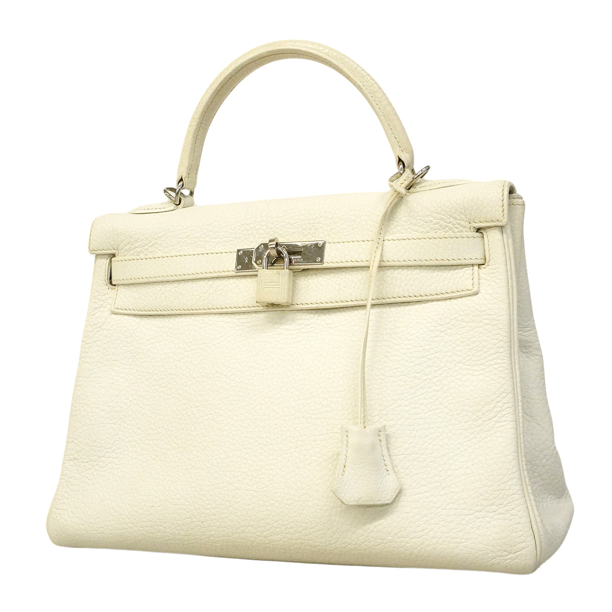 【6ge6626】エルメス ハンドバッグ ケリー32 トリヨンクレマンス ホワイト シルバー金具 □K刻印【中古】レディース